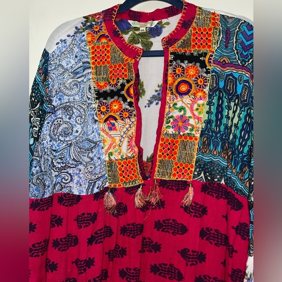 Beautiful Boho Patchwork Paisley Print Tassel Shift Mini/Top - Picture 9 of 16
